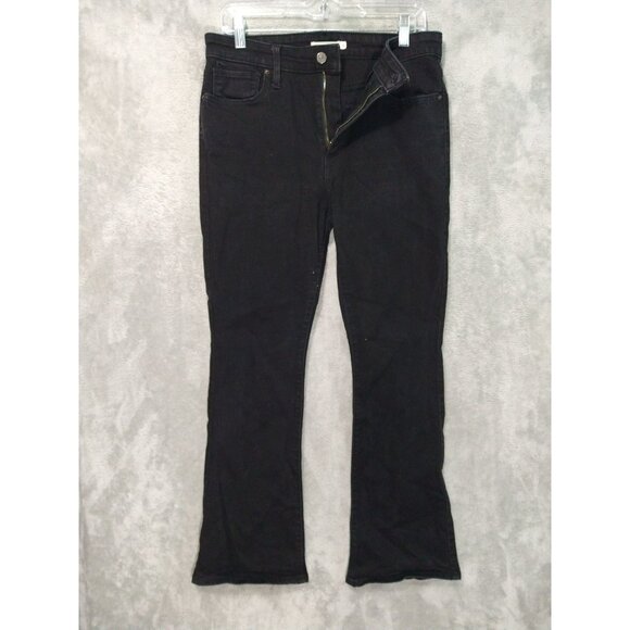 Levis 725 Jeans Womens 32 Black Denim High Rise Bootcut Stretch Dark Wash - Picture 1 of 10